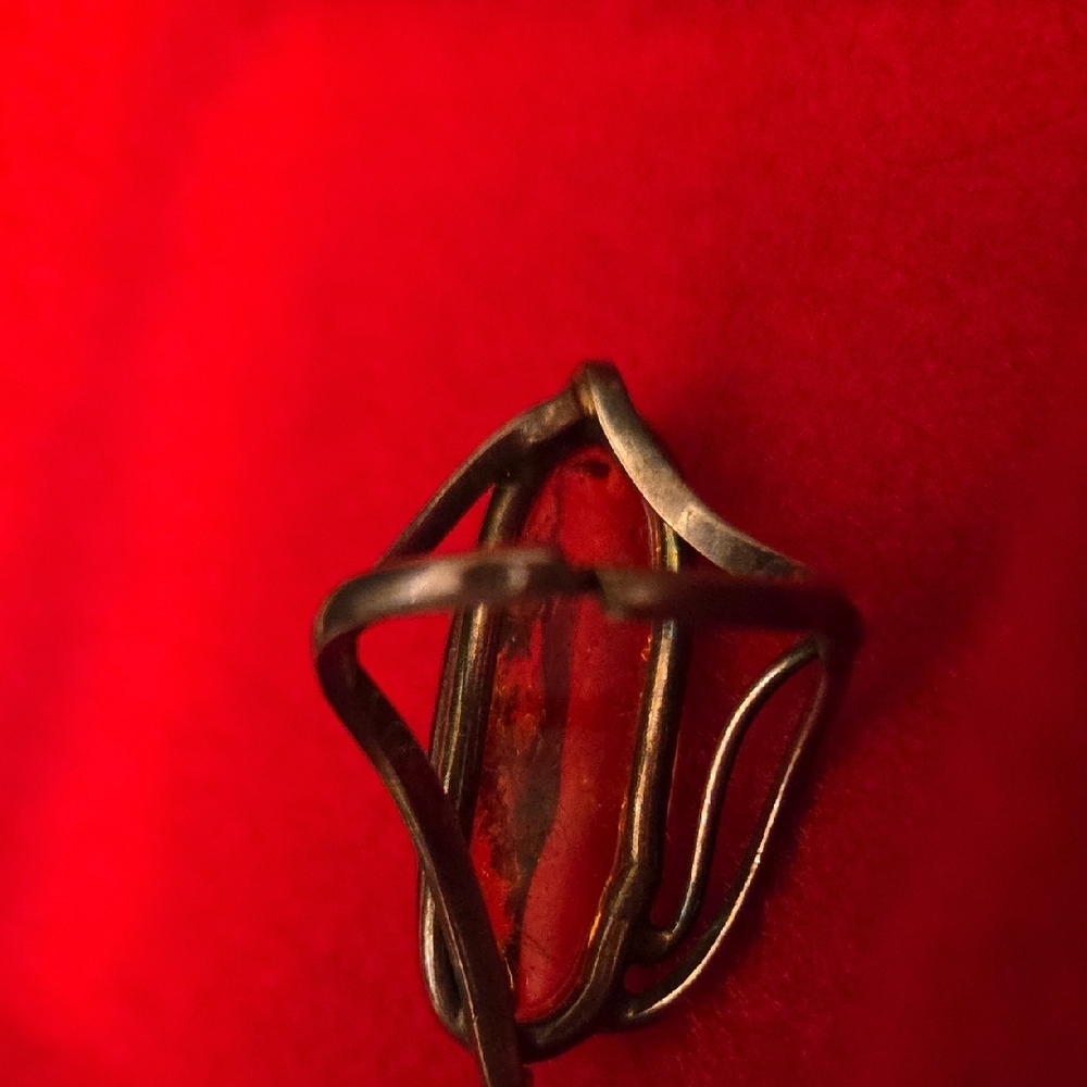 Amber Silver Ring - image 4